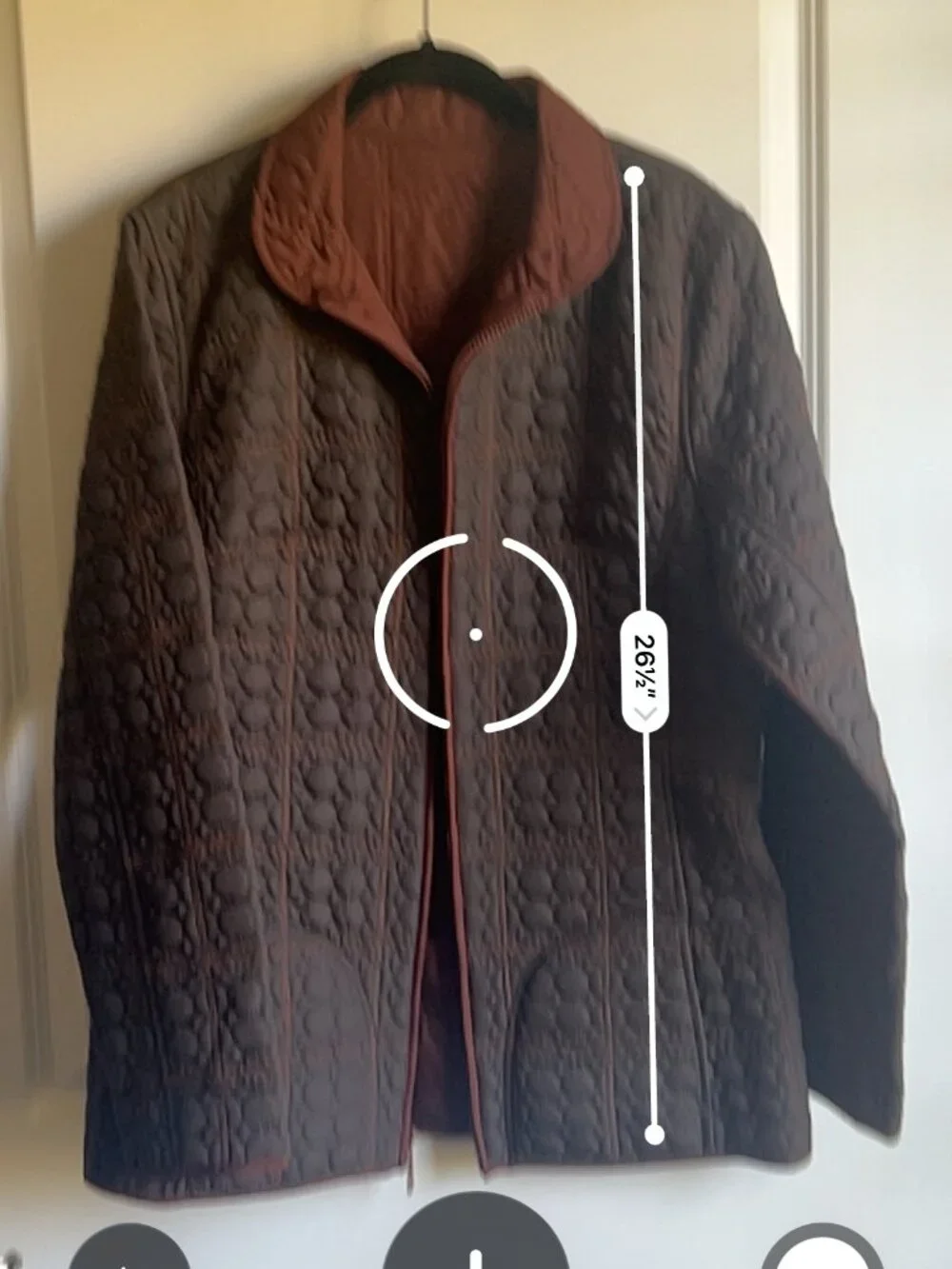 Reversible Brown & Rust Quilted Zip-Up Jacket
